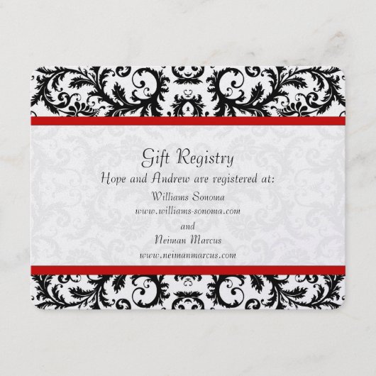 Roodbruin en zwart-wit rond huwelijk informatiekaartje (Voorkant)