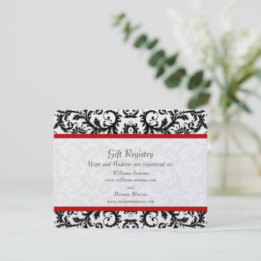 Roodbruin en zwart-wit rond huwelijk informatiekaartje (Staand voorkant)