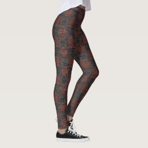 Roodbruin en zwarte hellende vierkantjes of schake leggings