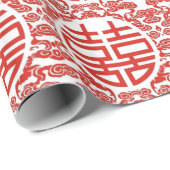 roodbruin geluk moderne chinese bruiloft cadeaupapier (Rol Hoek)