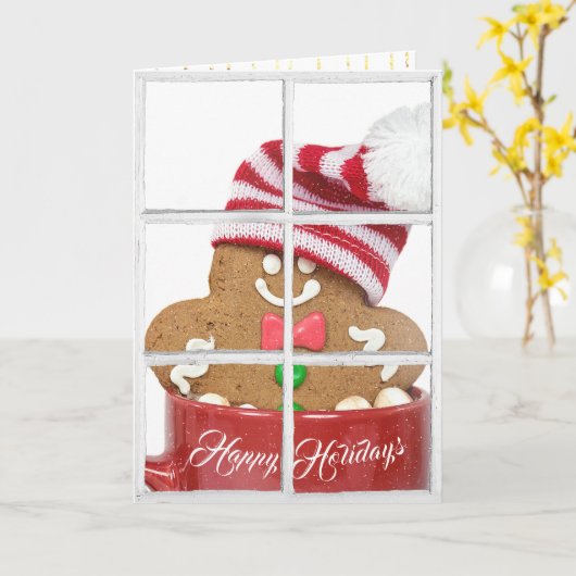 roodbruin in mok met raam kaart (Gele Bloem)