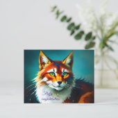 roodbruin kattedier met heldere kleuren briefkaart (Staand voorkant)