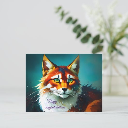 roodbruin kattedier met heldere kleuren briefkaart (Staand voorkant)