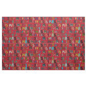 roodbruin kerst blij nieuwjaar stof (Fat Quarter)