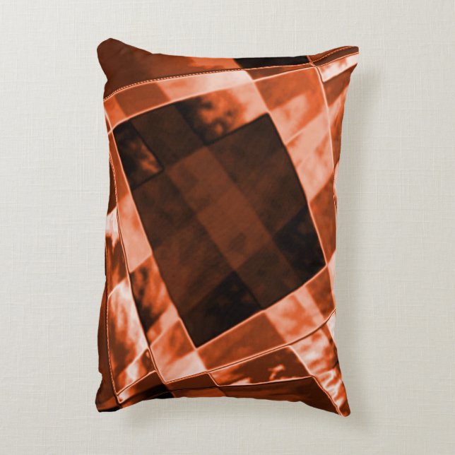 Roodbruin met schuine helling vierkant en rechthoe accent kussen (Achterkant (Verticaal))