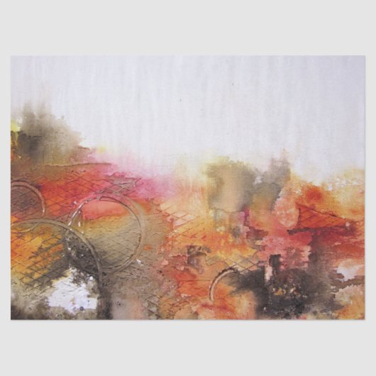 Roodbruin Oranje Wit Modern Abstract Art. Tissuepapier (Voorkant)