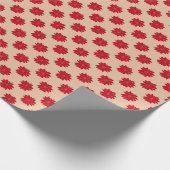 roodbruin punsettias floreel patroon cadeaupapier (Hoek)