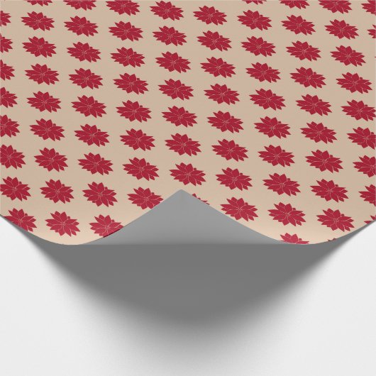 roodbruin punsettias floreel patroon cadeaupapier (Hoek)