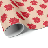 roodbruin punsettias floreel patroon cadeaupapier (Rol Hoek)
