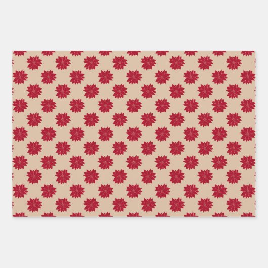  roodbruin punsettias floreel patroon inpakpapier vel (Voorkant 2)
