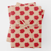  roodbruin punsettias floreel patroon inpakpapier vel (In situ)