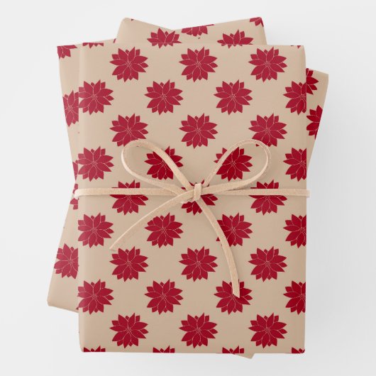 roodbruin punsettias floreel patroon inpakpapier vel (In situ)