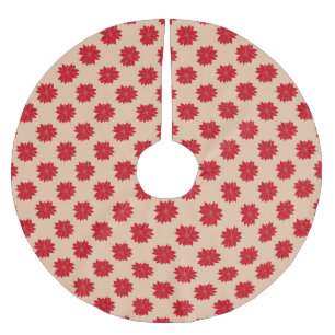 roodbruin punsettias floreel patroon kerstboom rok