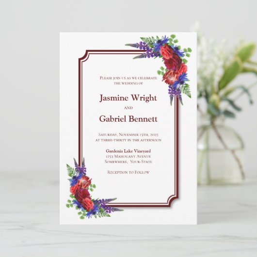 Roodbruin Roos van Bourgogne Kaart (Staand voorkant)