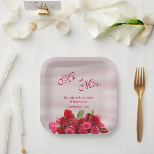 Roodbruin van rozemarijn papieren bordje (Huwelijk)