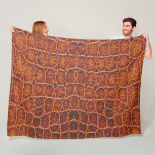 Roodbruine Alligator Huidprint 2 Fleece Deken