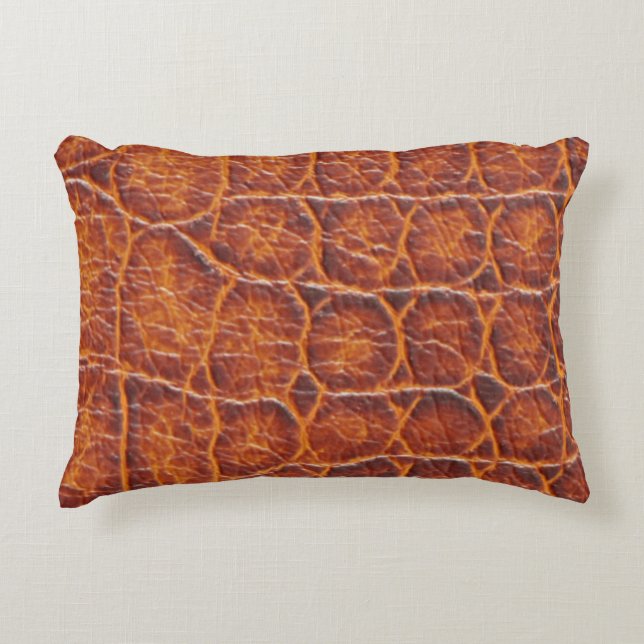 Roodbruine Alligator Huidprint Accent Kussen (Voorkant)