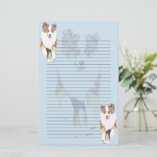Roodbruine banketbakkerij van Red Merle Aussie Briefpapier (Staand voorkant)