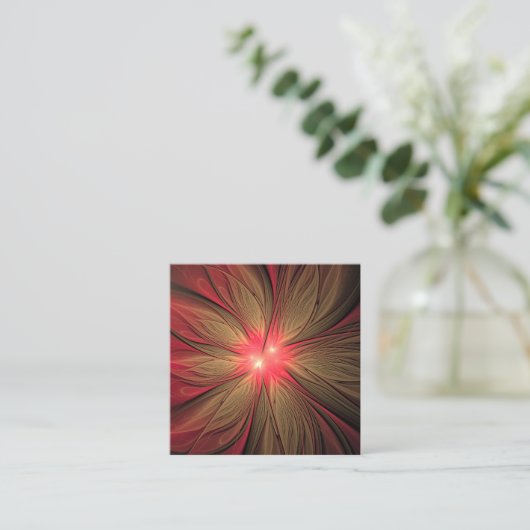 Roodbruine bloem afsprakenkaartje (Staand voorkant)