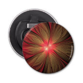 Roodbruine bloem button flesopener (Voorkant)