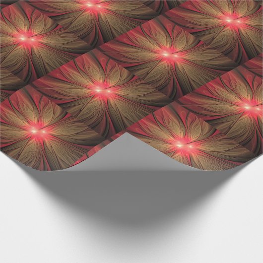 Roodbruine bloem cadeaupapier (Hoek)