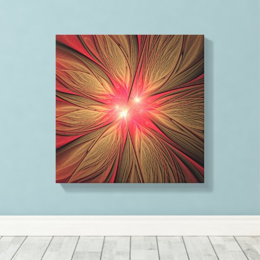 Roodbruine bloem canvas afdruk (Insitu (Houten vloer))