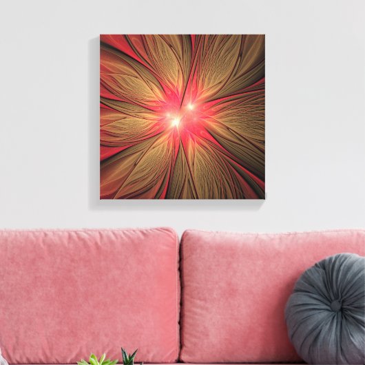 Roodbruine bloem canvas afdruk (Insitu (Woonkamer))