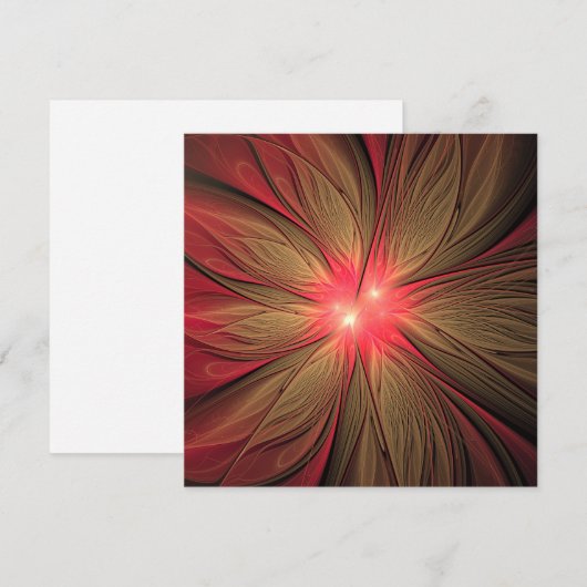 Roodbruine bloem feestdagenkaart (Voorkant / Achterkant)