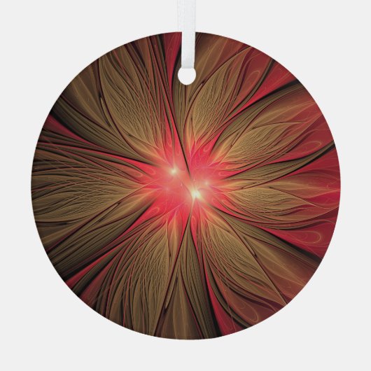 Roodbruine bloem glas ornament (Achterkant)