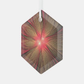 Roodbruine bloem glas ornament (Voorkant links)