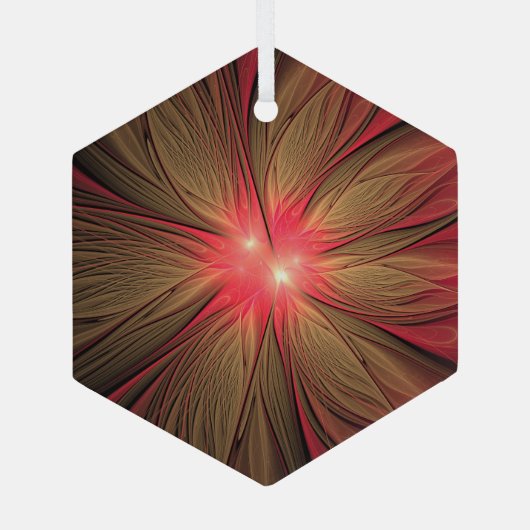 Roodbruine bloem glas ornament (Achterkant)