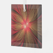 Roodbruine bloem glas ornament (Voorkant links)