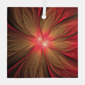 Roodbruine bloem glas ornament (Achterkant)