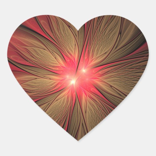 Roodbruine bloem hart sticker (Voorkant)