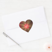 Roodbruine bloem hart sticker (Envelop)