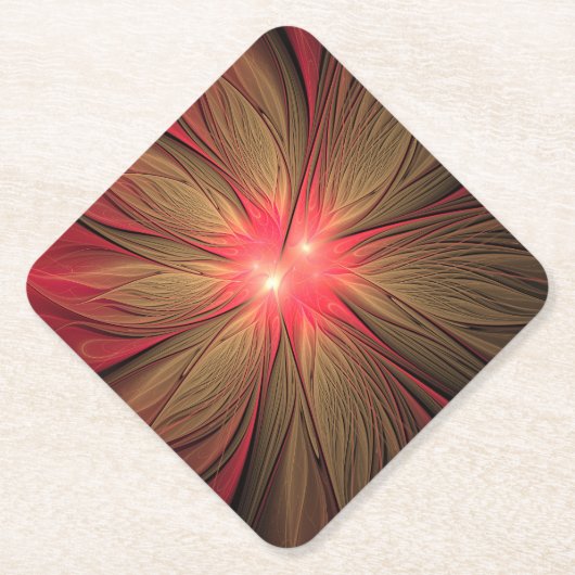 Roodbruine bloem kartonnen onderzetters (Voorkant)