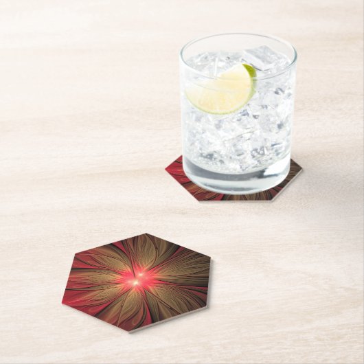 Roodbruine bloem kartonnen onderzetters (Insitu)