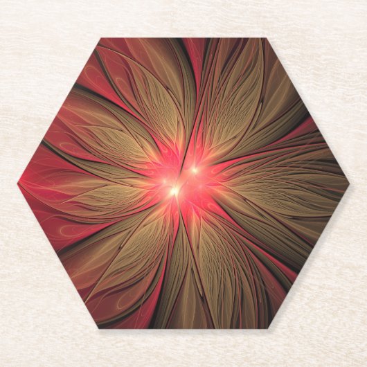 Roodbruine bloem kartonnen onderzetters (Voorkant)