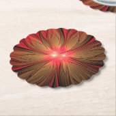 Roodbruine bloem kartonnen onderzetters (Gekanteld)