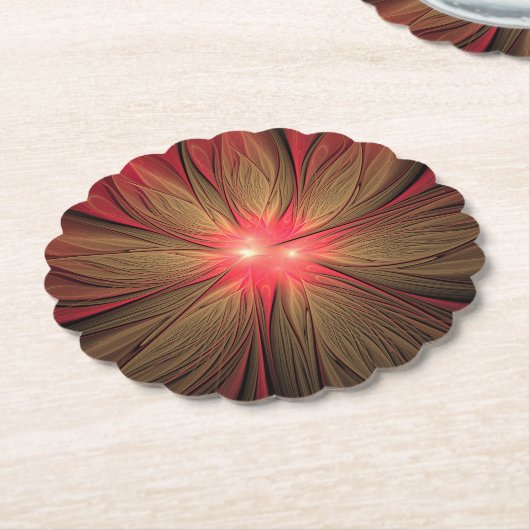 Roodbruine bloem kartonnen onderzetters (Gekanteld)