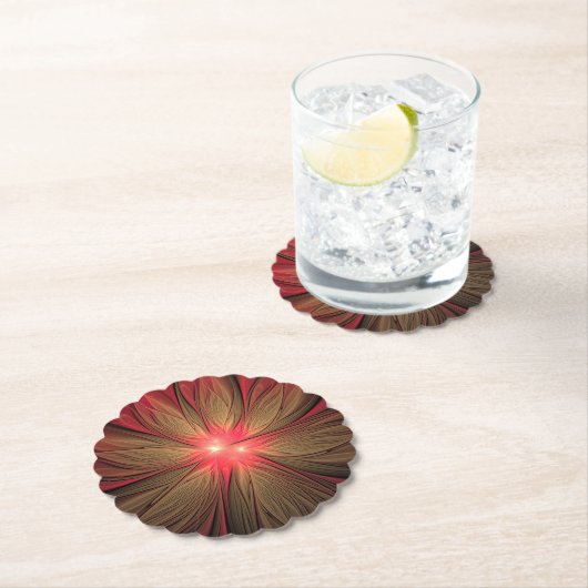 Roodbruine bloem kartonnen onderzetters (Insitu)