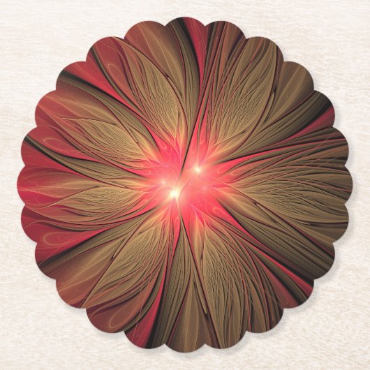 Roodbruine bloem kartonnen onderzetters (Voorkant)