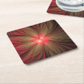 Roodbruine bloem kartonnen onderzetters (Schuin)