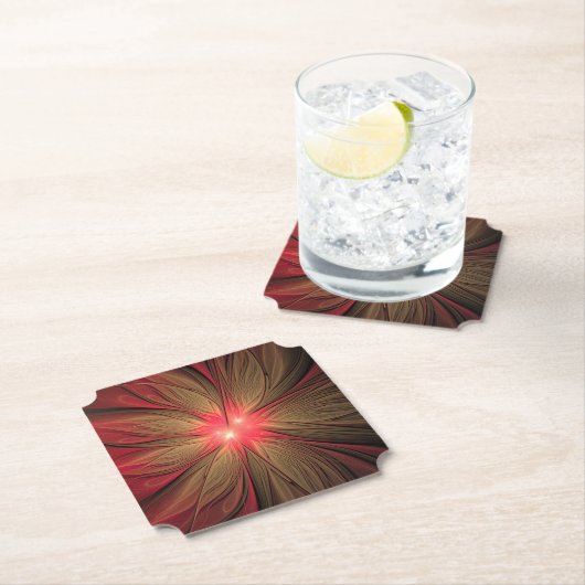 Roodbruine bloem kartonnen onderzetters (Insitu)