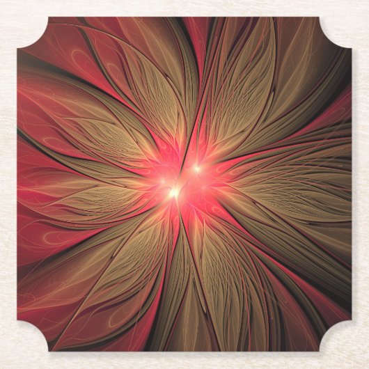 Roodbruine bloem kartonnen onderzetters (Voorkant)