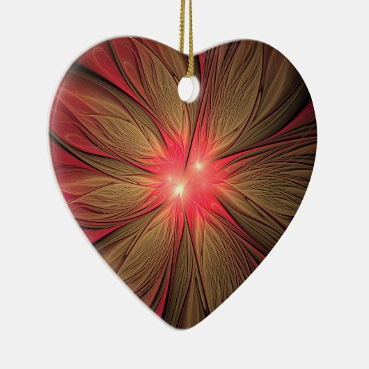 Roodbruine bloem keramisch ornament (Rechts)