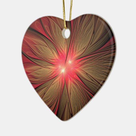 Roodbruine bloem keramisch ornament (Links)