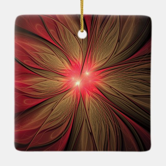 Roodbruine bloem keramisch ornament (Achterkant)