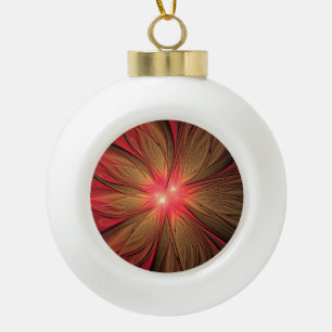 Roodbruine bloem keramische bal ornament