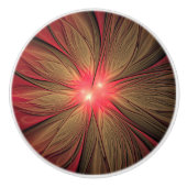 Roodbruine bloem keramische knop (Voorkant)